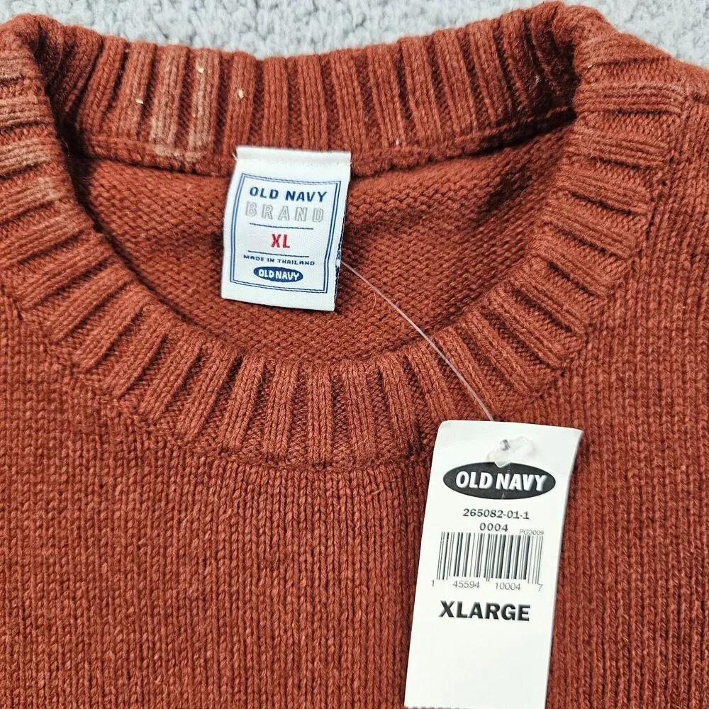 Vintage Old Navy Sweater Mens XL Orange Wool Blend Striped Y2K Pullover NWT VTG